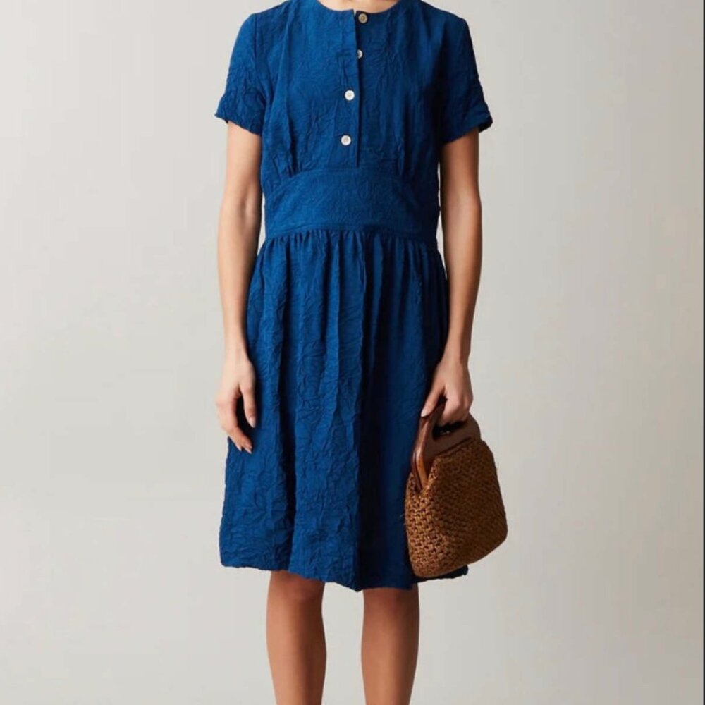 NWT Caron Callahan ROSIE DRESS | SAPPHIRE CRINKLE VISCOSE, size Small.